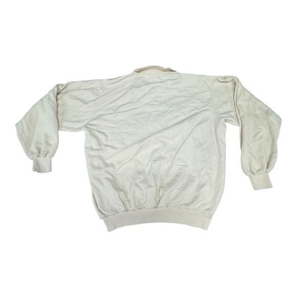 Vintage The Shirt Co XL Ivory Henley Embroidered Floral Banff Collard Sweatshirt - Picture 13 of 13